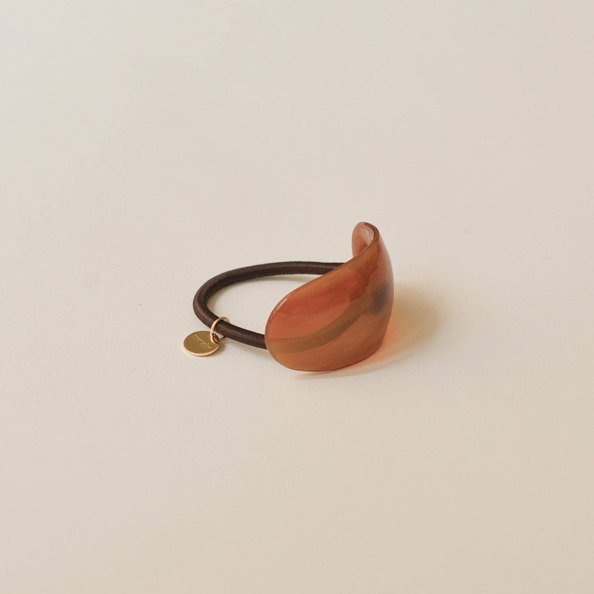 Curved Oval Resin Ponytail Hair Tie | Brown