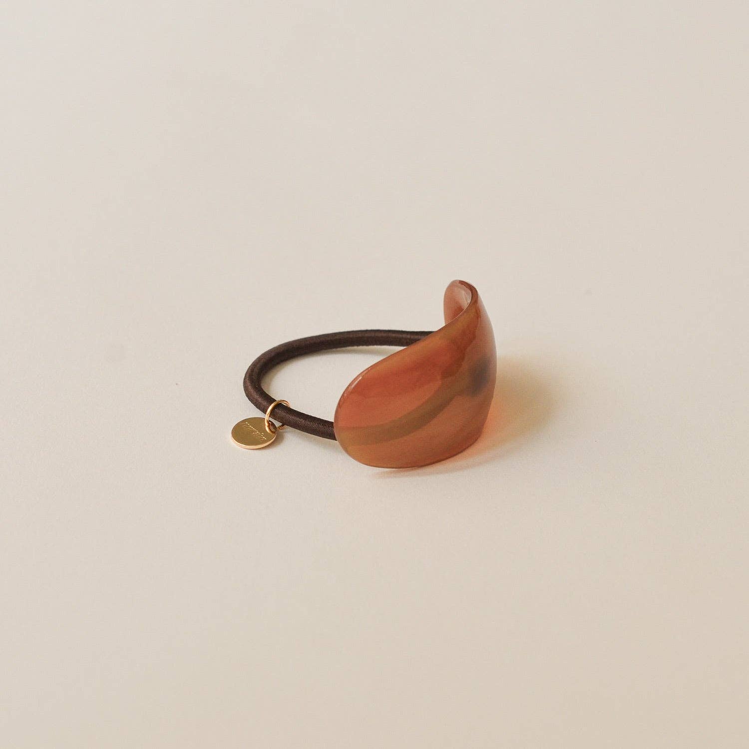 Curved Oval Resin Ponytail Hair Tie | Brown