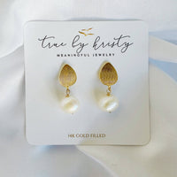 Annie Freshwater Pearl Stud Earrings Gold Filled