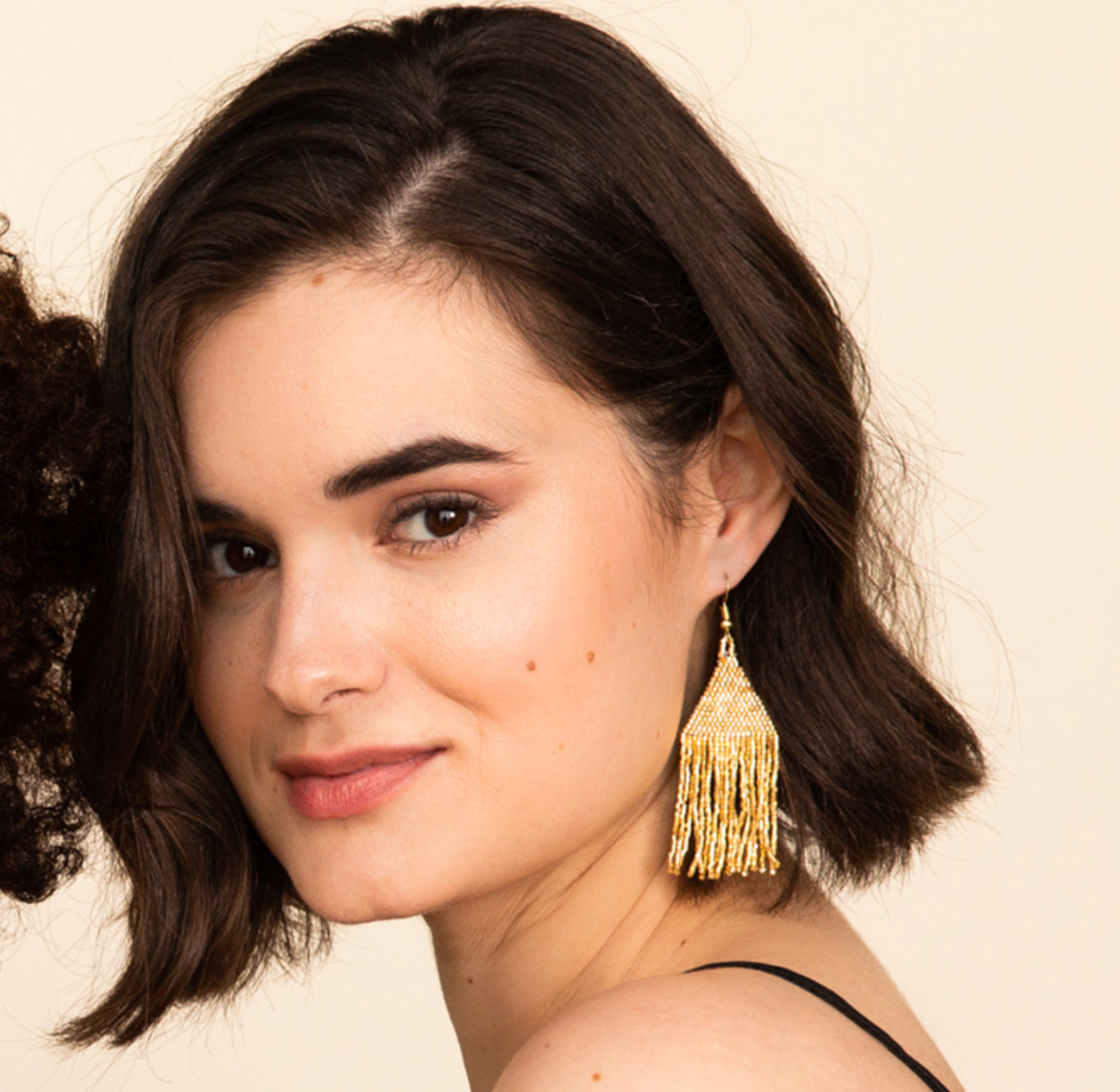 Lexie Solid Beaded Fringe Earrings Gold