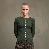 Slim knit Button front Top