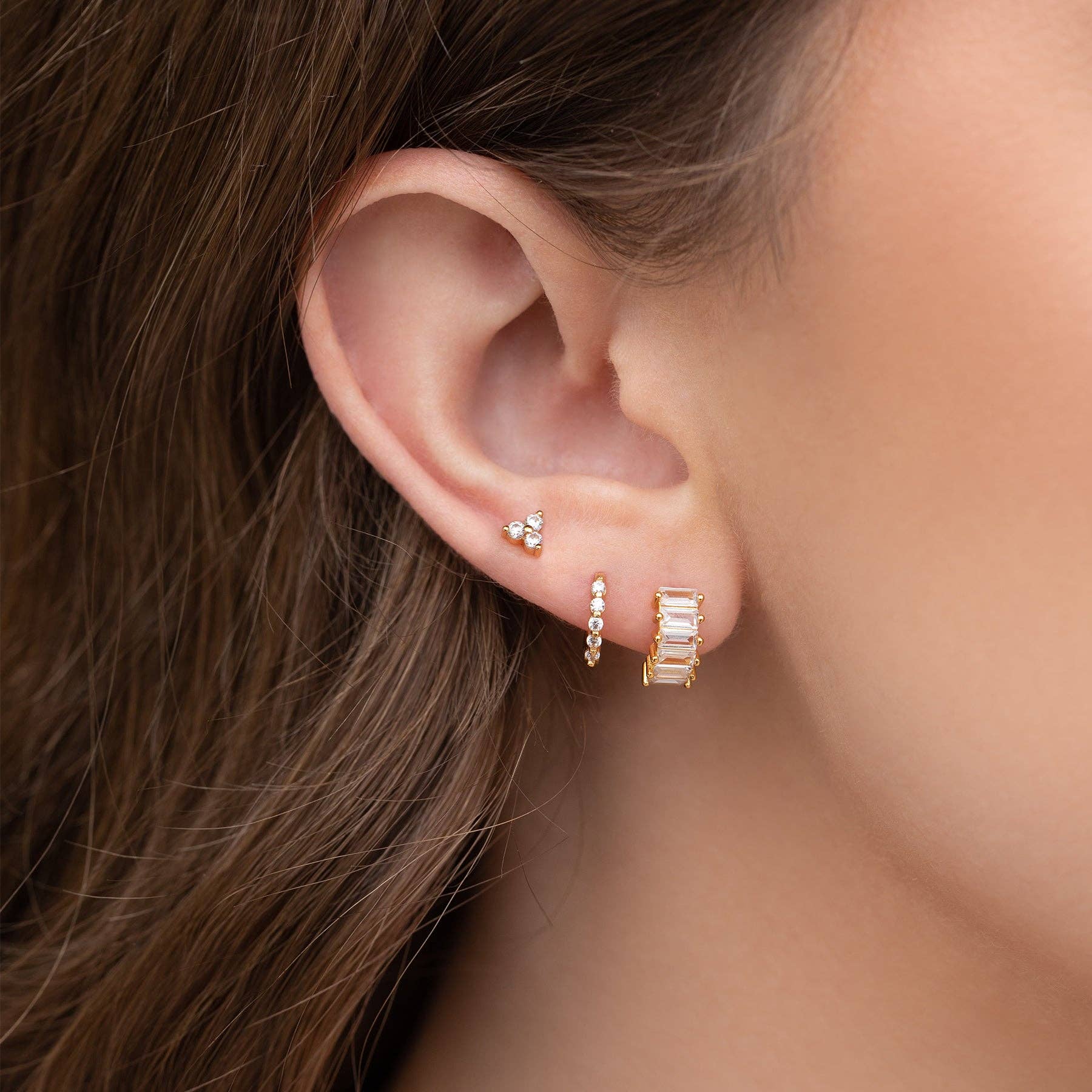 Bling Baguette Huggie Hoops