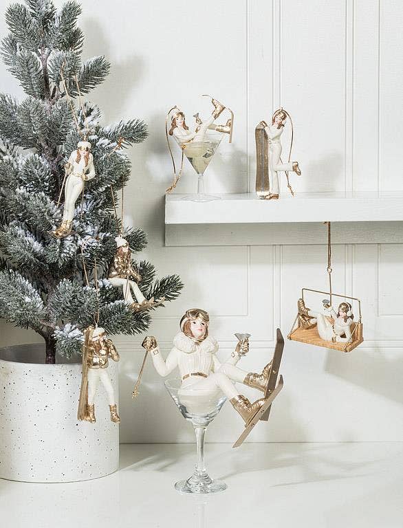 Drinking Skier Gal Ornament