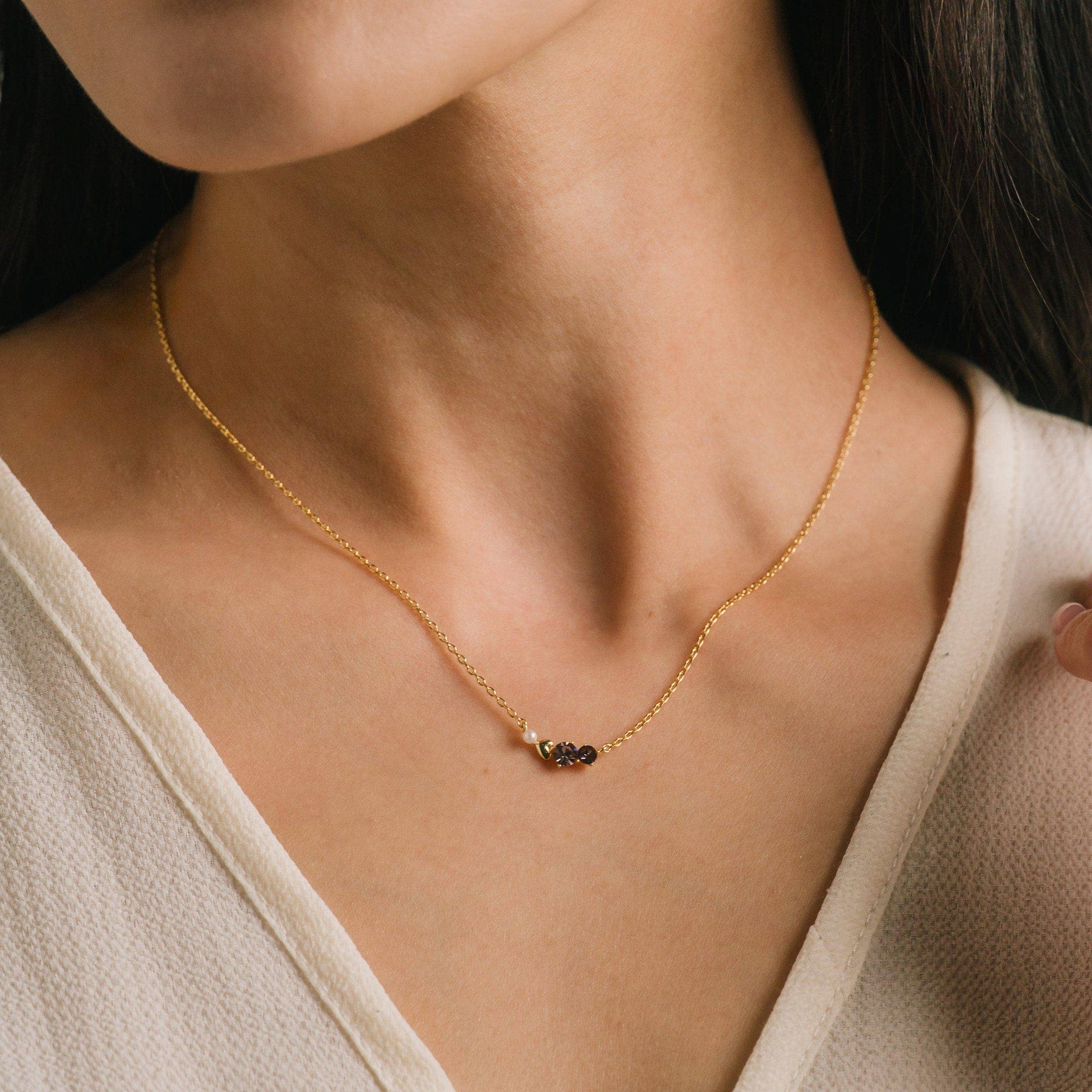 Amorette Necklace | Gold-Plated | Glass Crystal Necklace