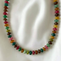 Greer Gemstone Multi Color Beaded Necklace Gold Filled