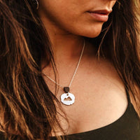 Mountain Cut Out Necklace with Leather, Sterling Silver