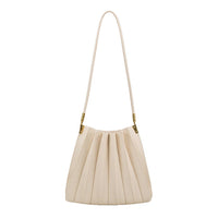 Carrie Ivory Pleated Vegan Leather Shoulder Bag
