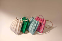 Carrie Ivory Pleated Vegan Leather Shoulder Bag