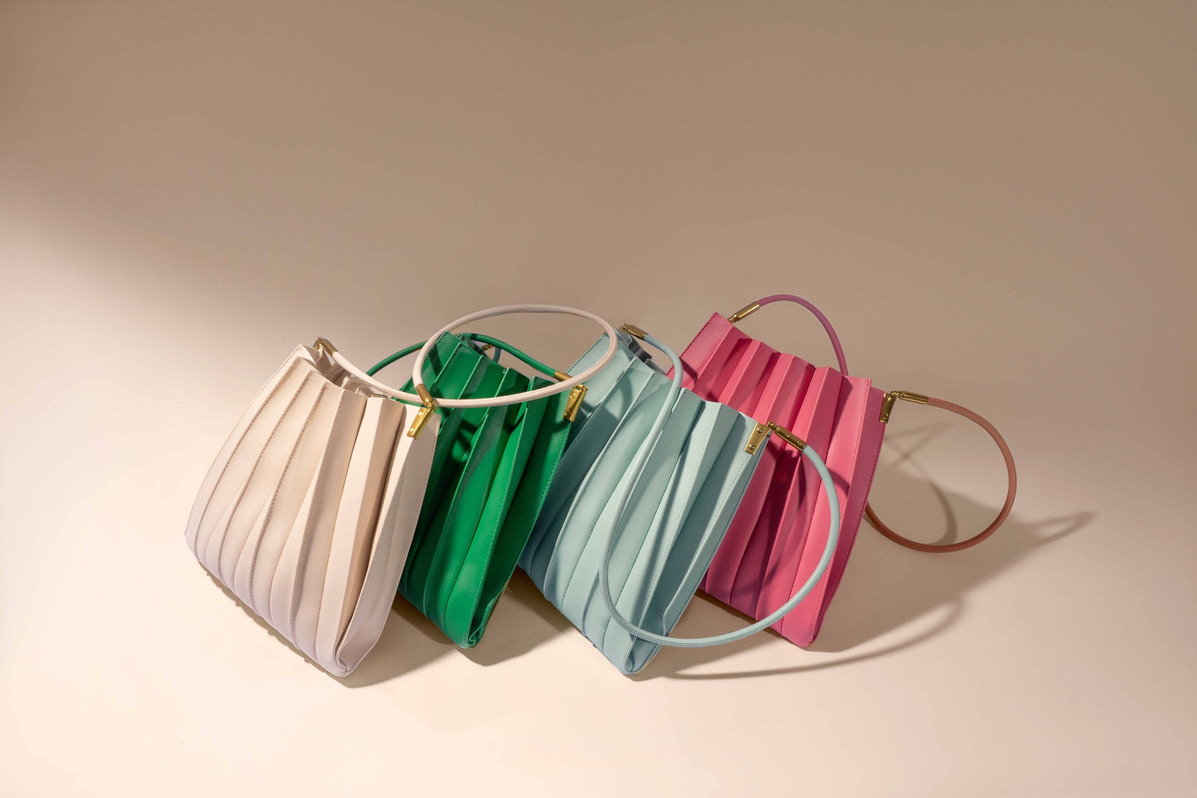 Carrie Ivory Pleated Vegan Leather Shoulder Bag