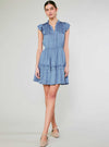 Flutter Sleeve Ruffle Detail Mini Dress