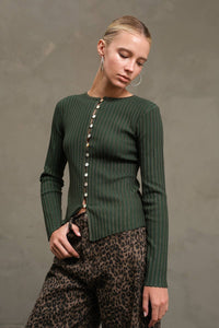 Slim Fit Knit Button Top - RTK1029