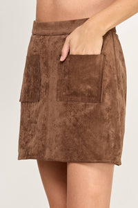 FRONT POCKET SUEDE MINI SKIRT