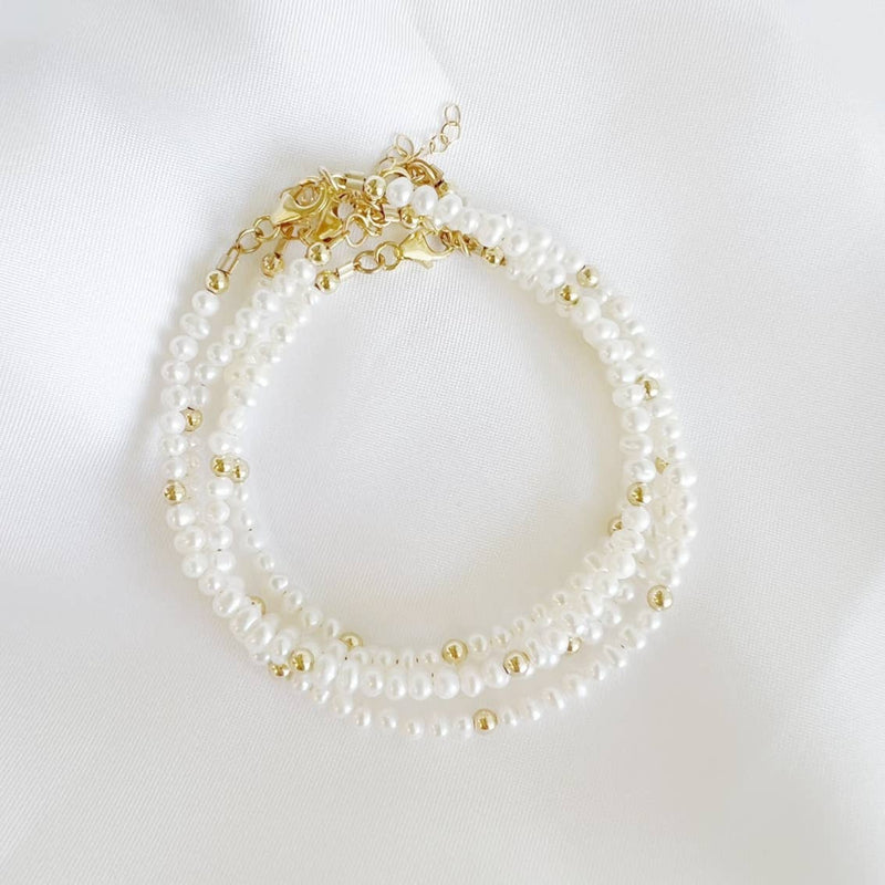 Freshwater Pearl Beaded Gold Filled Bracelet
