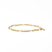 Ashley Small Brass + Crystal Stretch Bracelet White + Gold