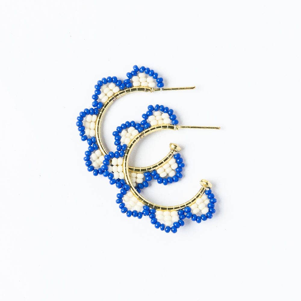 Luna Beaded Scallop Gold Hoop