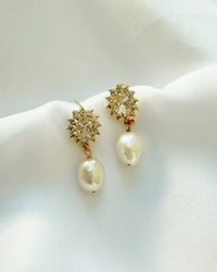Riley Freshwater Pearl CZ Earrings Gold Filled