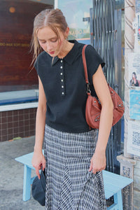 Cap Sleve Collared Sweater Vest