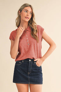 Cap Sleve Collared Sweater Vest