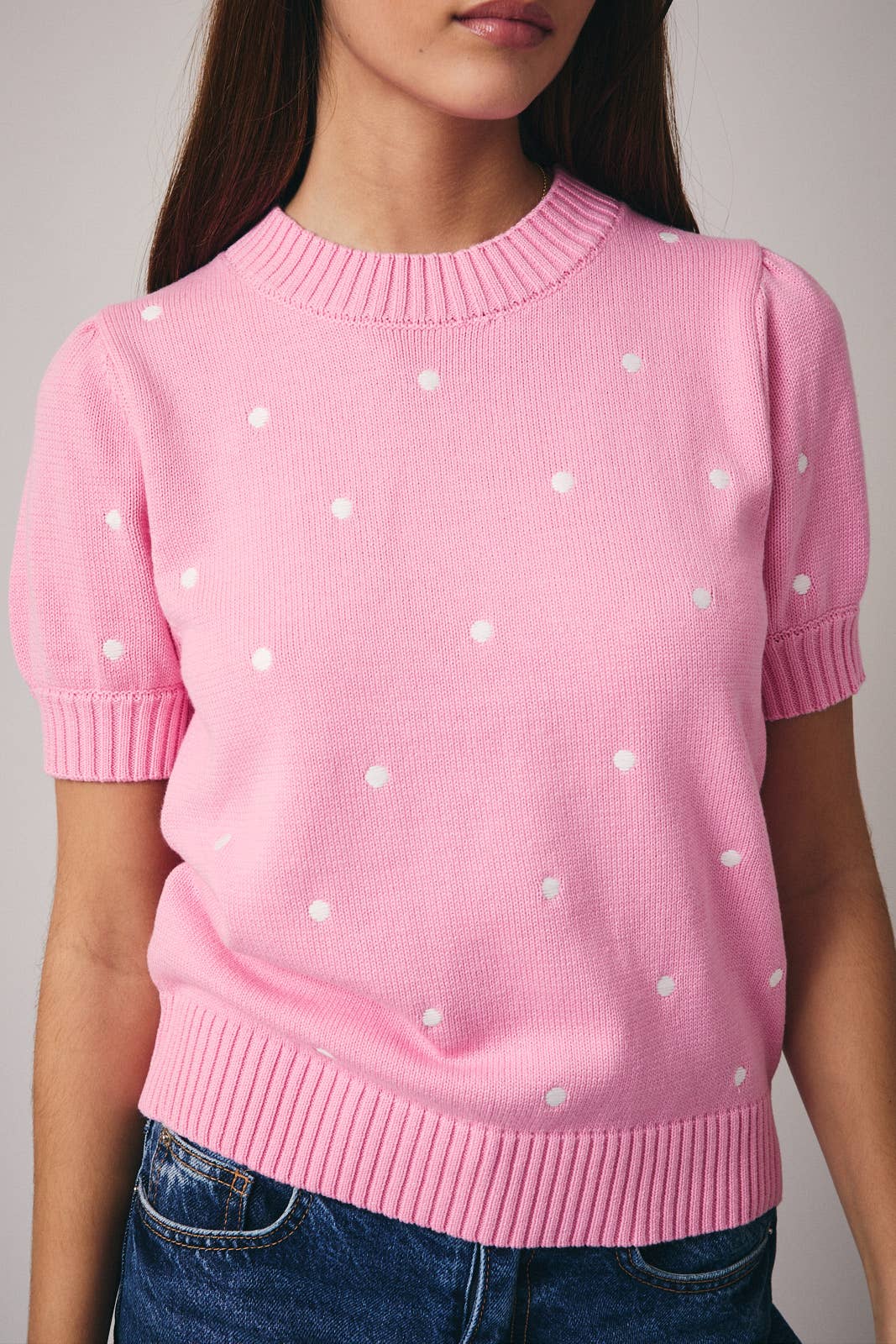 Polka Dot Embroidered Sweater
