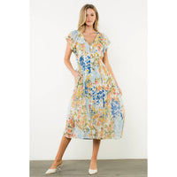 Flutter Sleeve Floral Maxi Dress