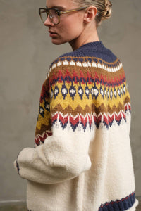 Nordic Pattern Toggle Knit Cardigan