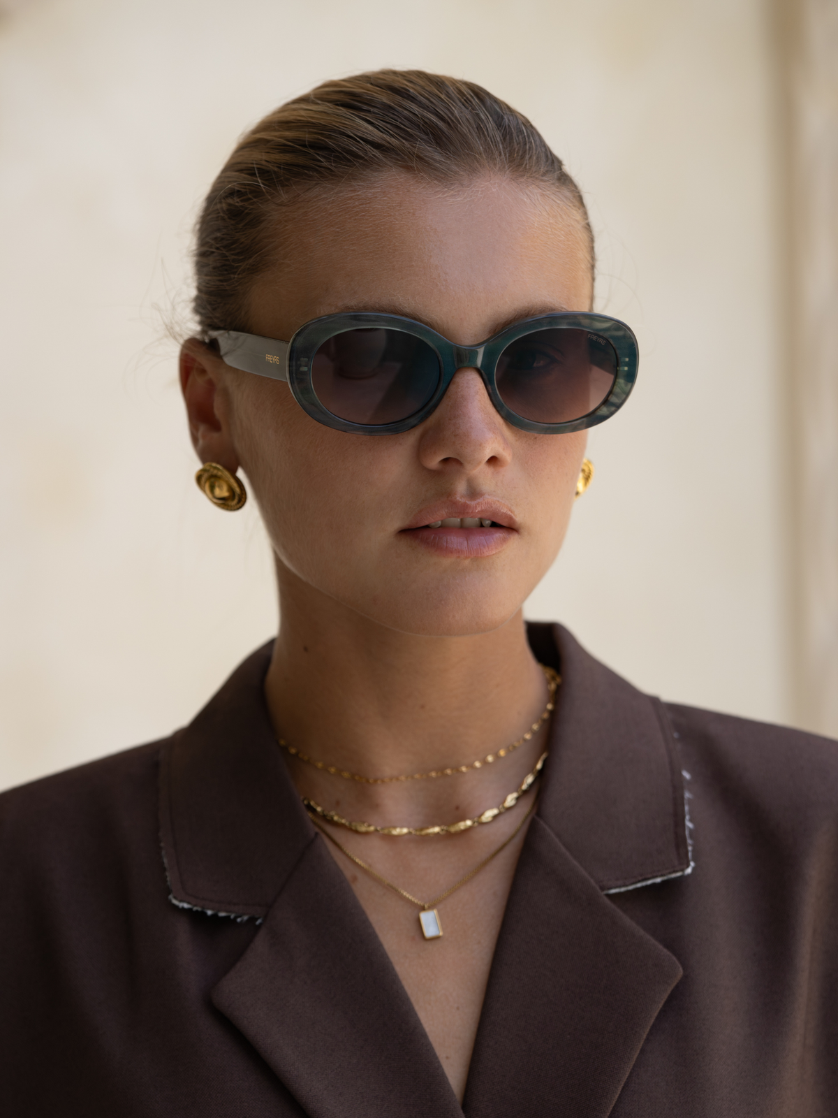 Aria Acetate Womens Oval Sunglasses