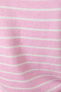 HALF SLEEVE CREW NECK PUFF STRIPED SWEATER TOP