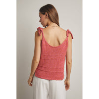 Tied Shoulder Button Button-Up Knit Cami