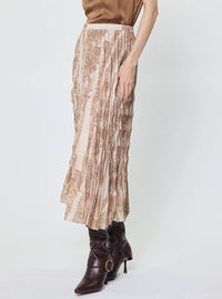 Floral Lace Pleated Midi Skirt