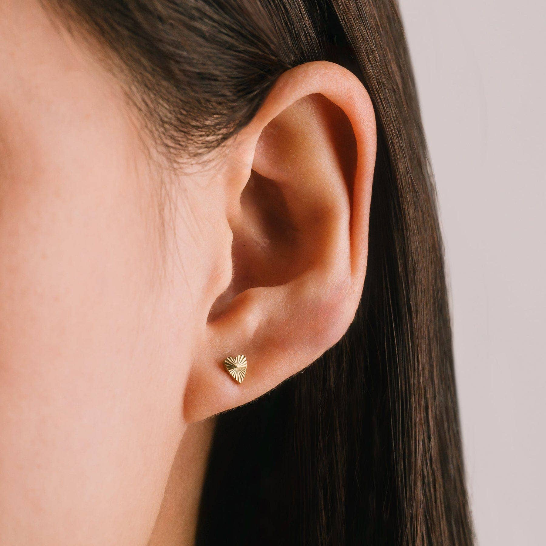 Fluted Heart Stud Earrings | Gold Studs | Waterproof Jewelry