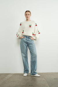 3D CHERRY CHUNKY KNIT SWEATER