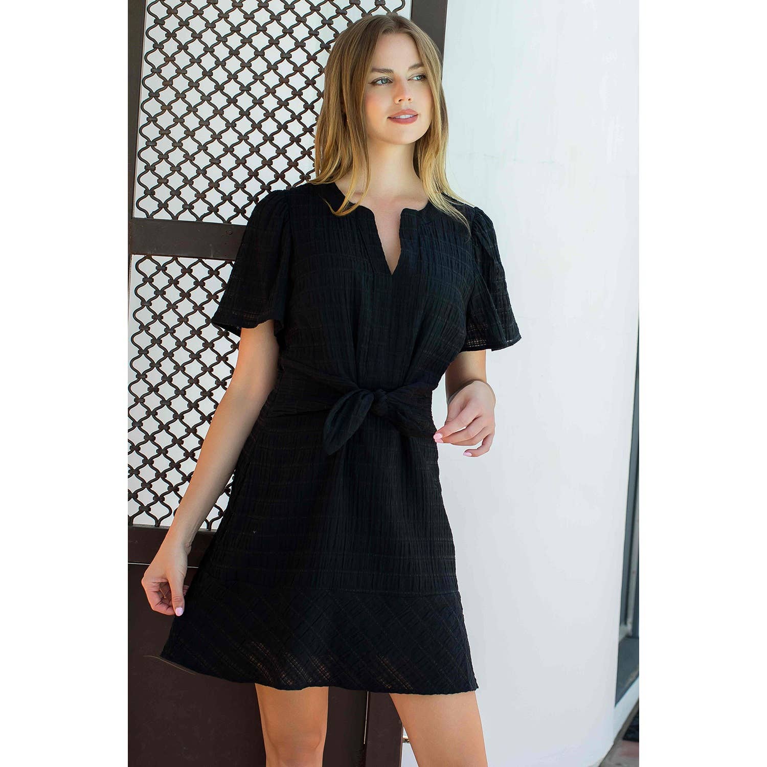 Short Sleeve Textured Dress