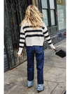 Open Collar stripe knit top