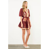 Puff Sleeve Button Front Tie Waist Dress