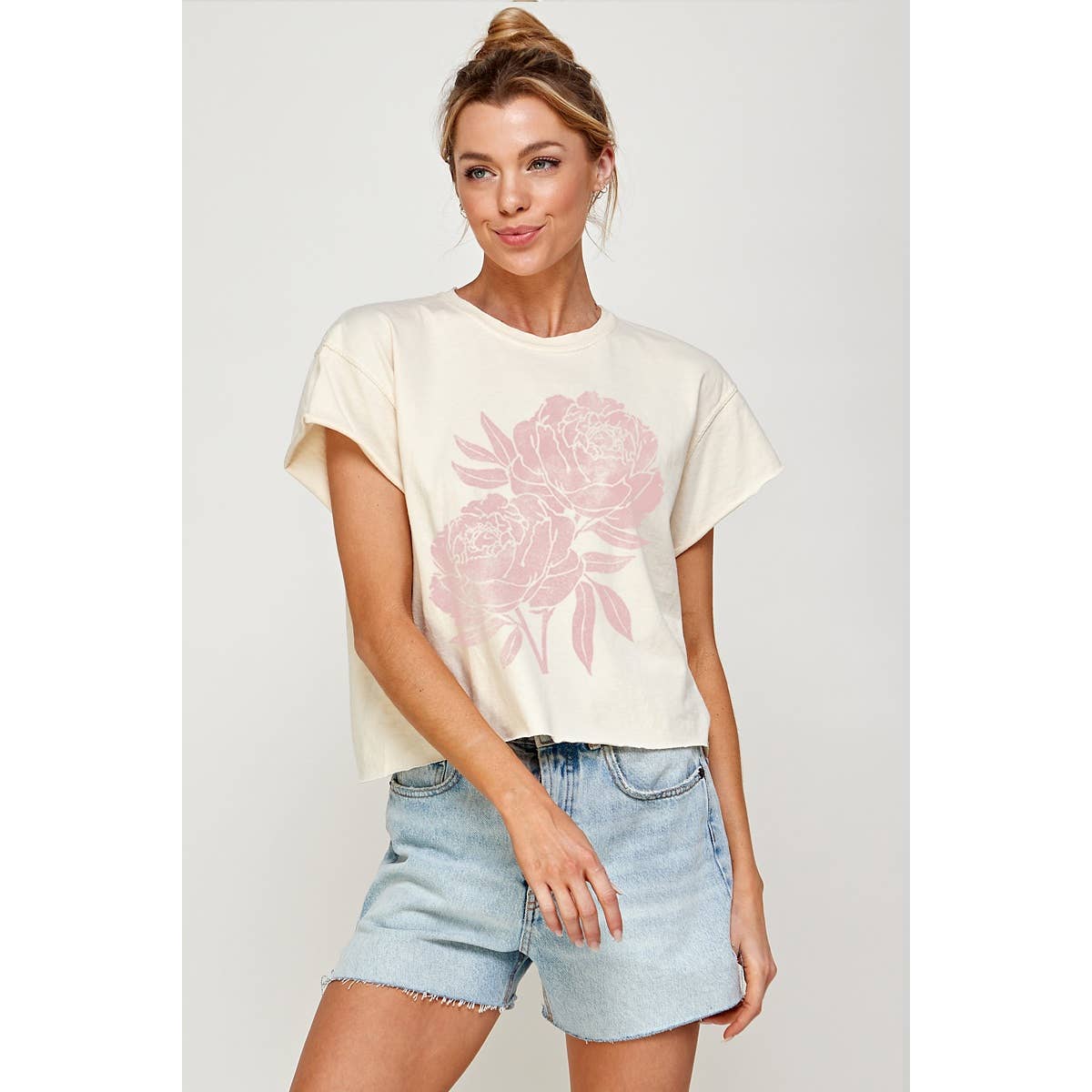 PEONY FLOWER GRAPHIC CROP TOP
