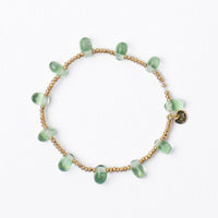 Hope Brass Stretch Bracelet With Glass Beads Mint
