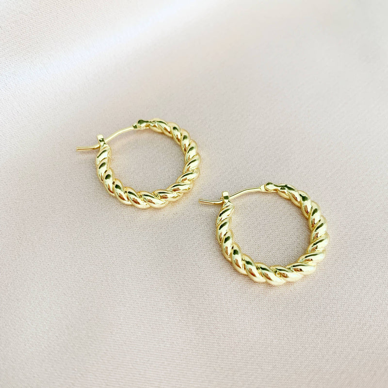 Day Break Braided Hoops Earrings Gold Filled