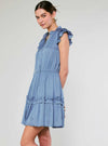 Flutter Sleeve Ruffle Detail Mini Dress