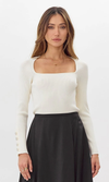 Bea Ribbed Buttoned Cuff Knit Top