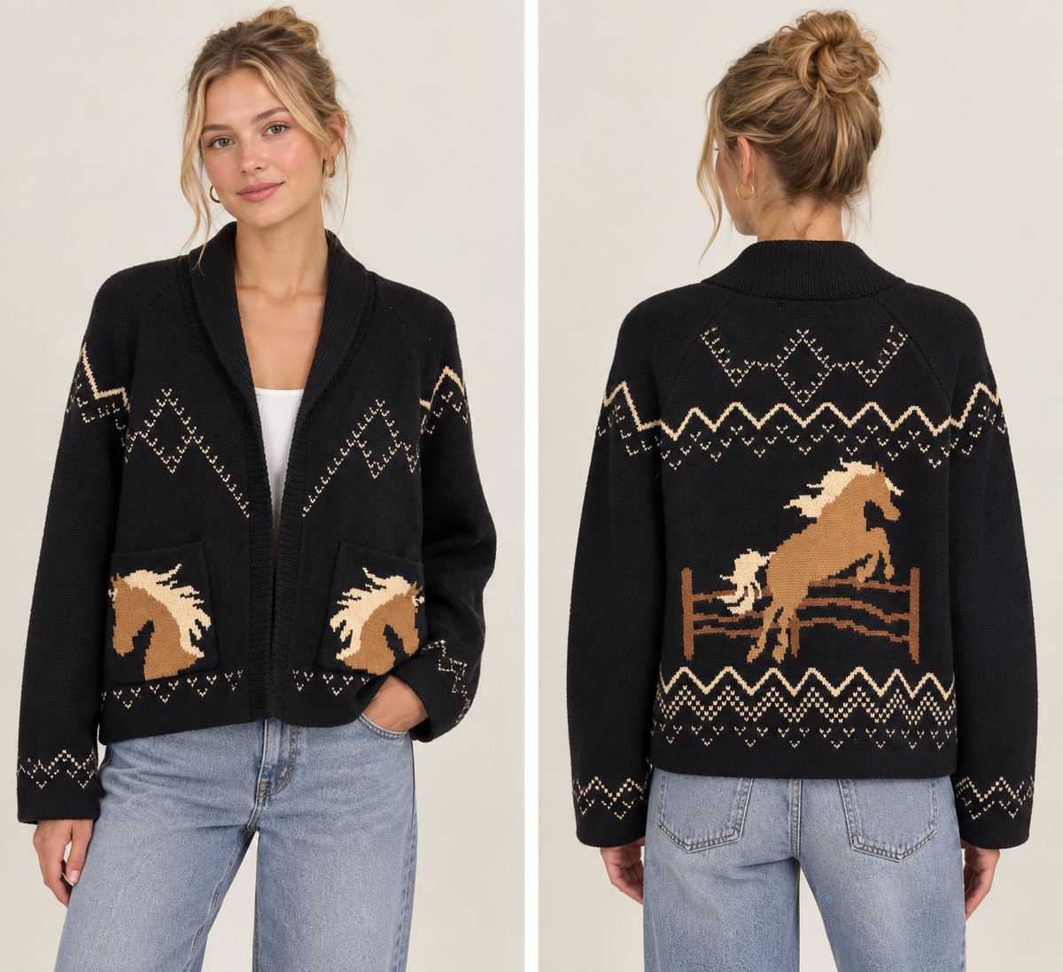 Horse Knit Sweater Cardigan