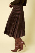 Sunburst Pleated Satin Midi Skirt