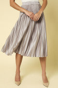 Sunburst Pleated Satin Midi Skirt