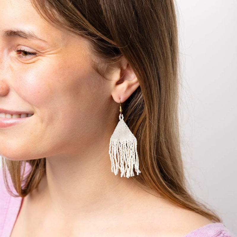 Lexi Solid Beaded Fringe Earrings