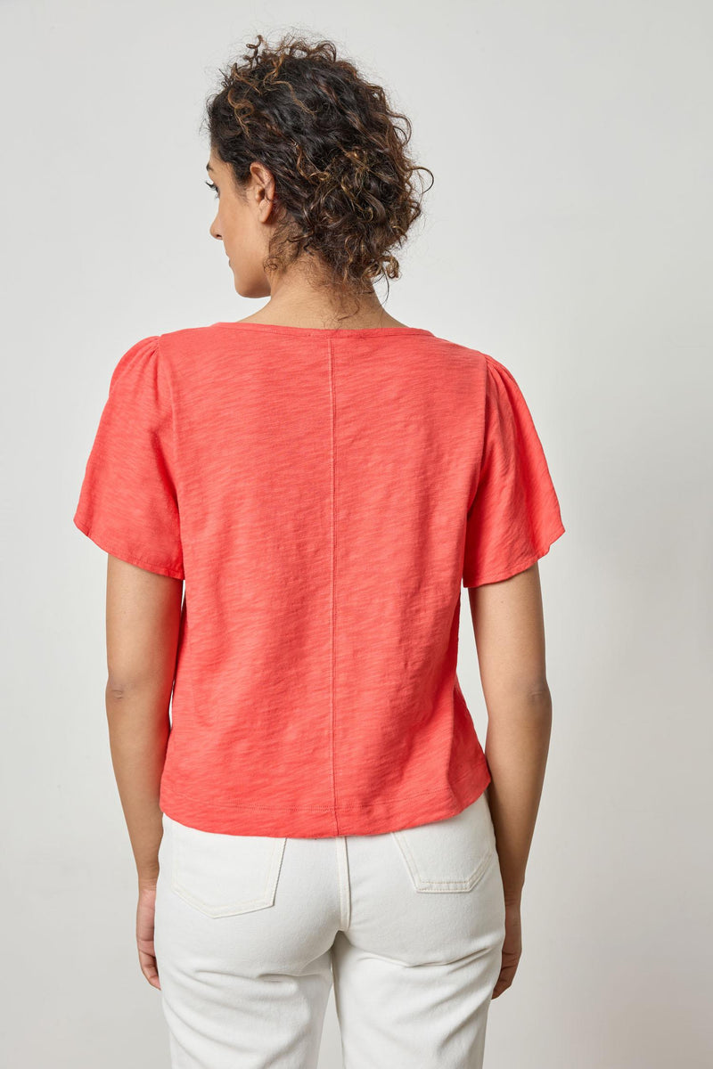 Button Front Flutter Sleeve Tee