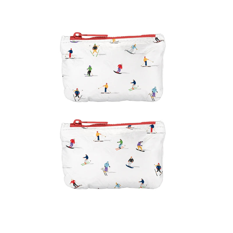 Card Holder Pack - Dancing Skiers with Red Zipper