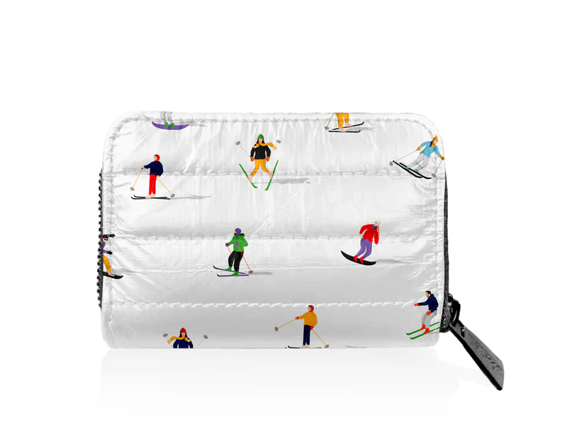 Puffer Zipper Wallet with Dancing Skiers