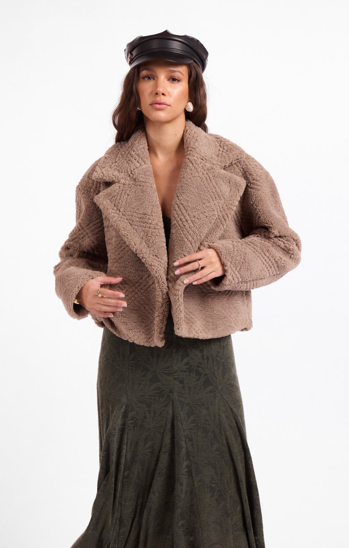 Grove Textured Vegan Fur Jacket
