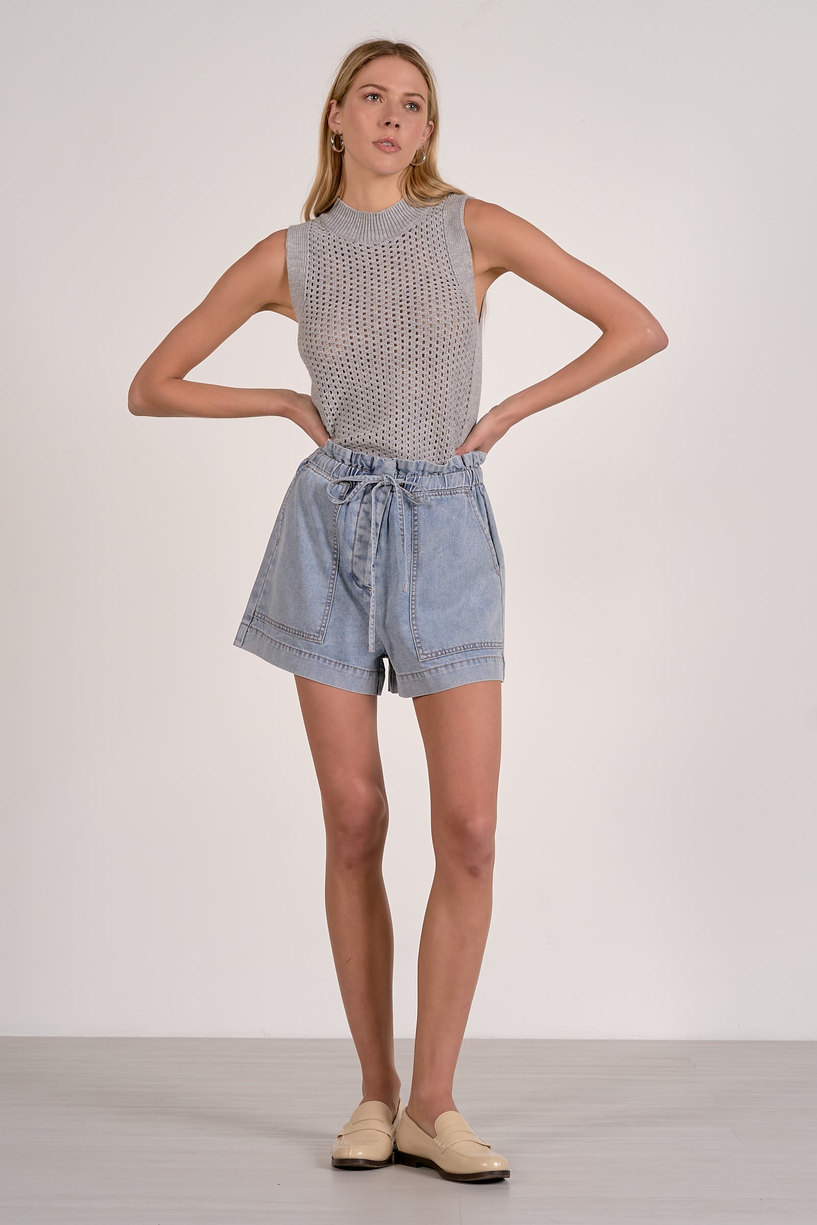 Denim Paperbag Shorts