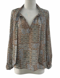 Reset By Jane Floral Tie Neck Blouse