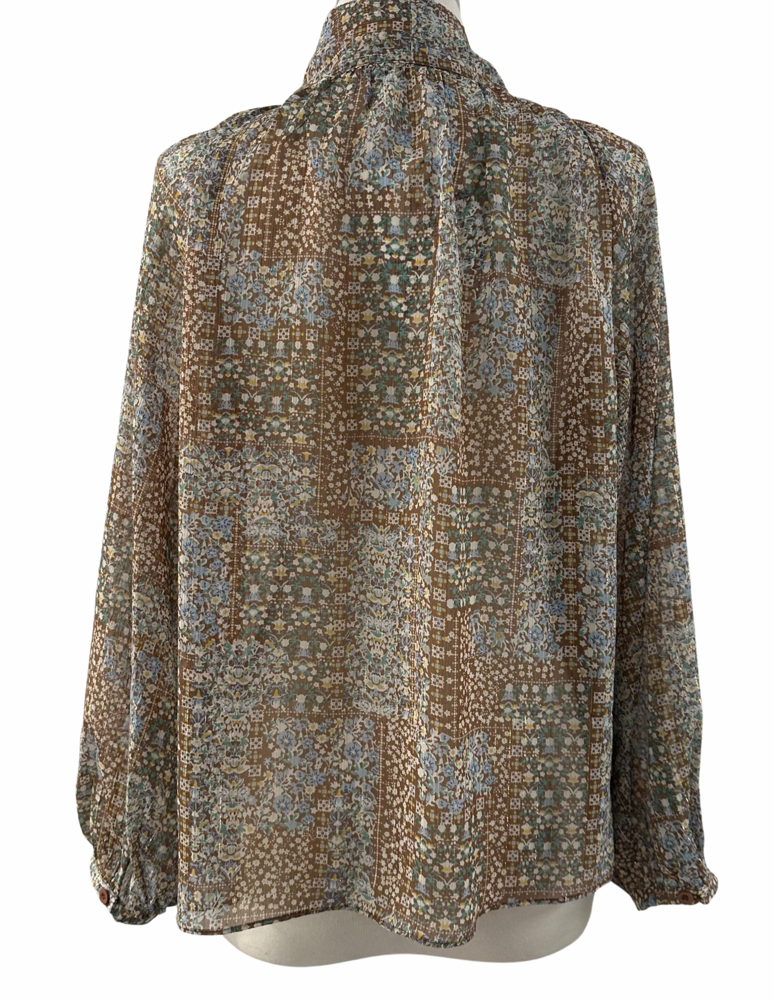 Reset By Jane Floral Tie Neck Blouse